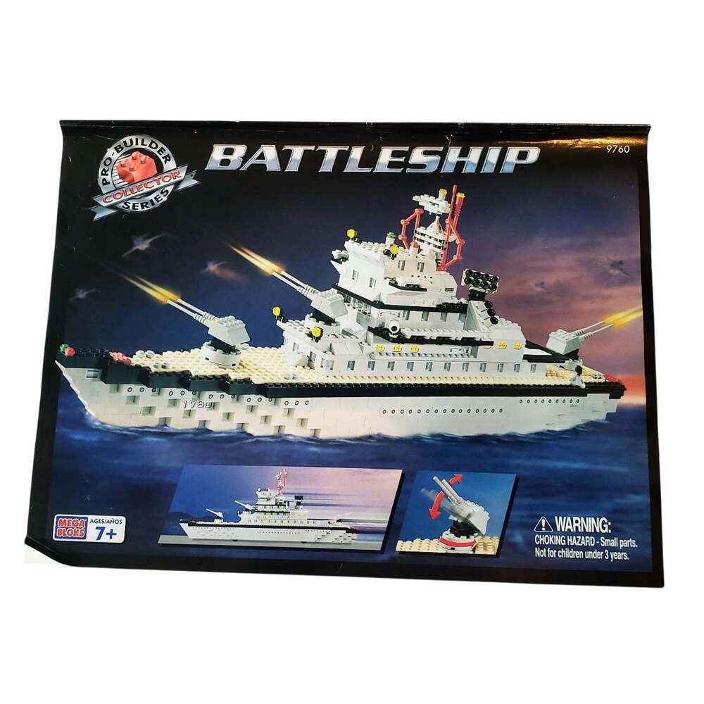 Mega Blocks Pro Builder Battleship 9760. Inventoried. Manual and Decals Included